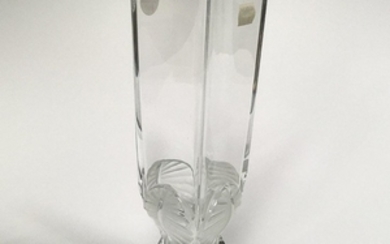 Lalique Square Colorless Glass Vase