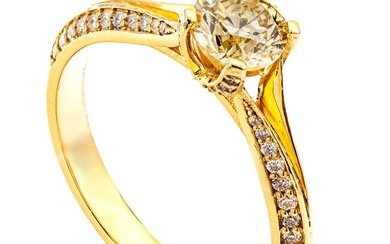 1.06 tcw Diamond Ring - 14 kt. Yellow gold - Ring - 0.75 ct Diamond - 0.31 ct Diamonds