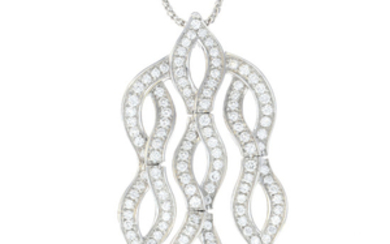 ASPREY - a diamond 'Wave' pendant, with chain.