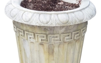 Pair of Classical Style Marble Fluted Planters