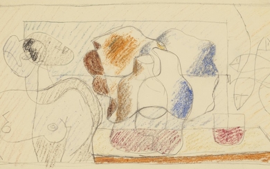 Le Corbusier (1887-1965), Femme en buste, bouteille et quatre poissons