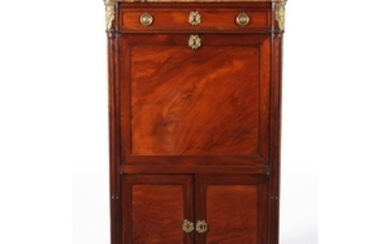 A Louis XVI mahogany and gilt metal mounted secretaire abattant