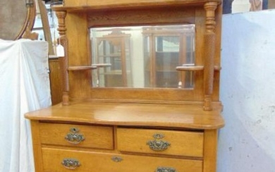 Oak sideboard with mirror, one over two drawers over