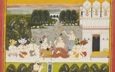A Prince surrounded by demonic courtiers, Mewar,...