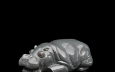 A large Kalgan Jasper figure of a hippopotamus