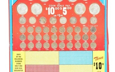 10¢ "LOTS OF SILVER BUCKS" GAMBLING PUNCH BOARD.