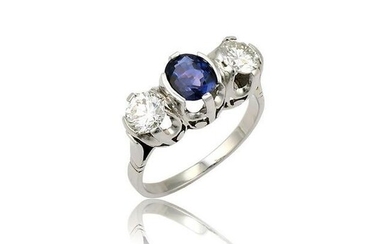 1.13ct Violet Blue Sapphire & Diamond Three Stone
