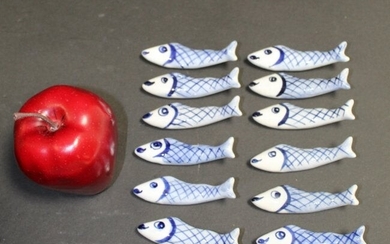 12 Genevieve Lethu porcelain fish chopstick rests