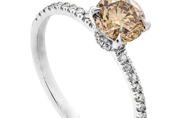 1.23 tcw SI1 Diamond Ring - 14 kt. White gold - Ring - 1.04 ct Diamond - 0.19 ct Diamonds - No Reserve Price