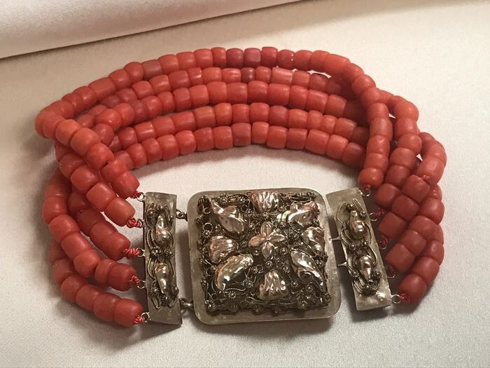 14 kt. Gold, Blood coral - Bracelet