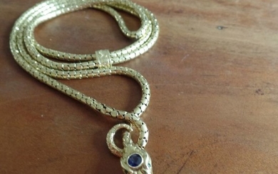 14 kt. Gold - Necklace Sapphire - Emerald