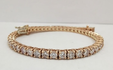 14 kt. Pink gold - Bracelet - 4.70 ct Diamond - AIG certified fancy pink vvs