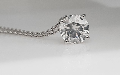14 kt. White gold - Necklace with pendant - 0.91 ct Diamond - No Reserve E/SI1