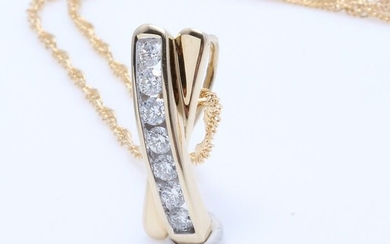 14 kt. Yellow gold - Necklace with pendant - 0.30 ct Diamond