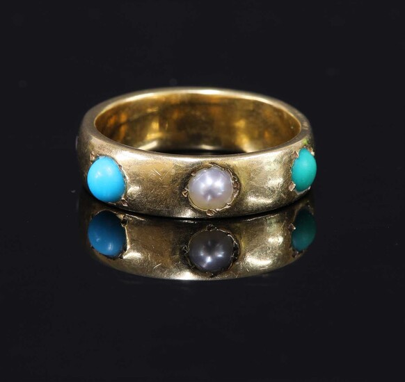 A gold shallow 'D' section band ring