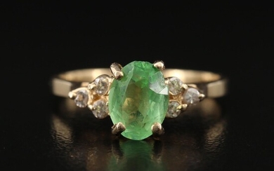 14K Glass and Diamond Ring
