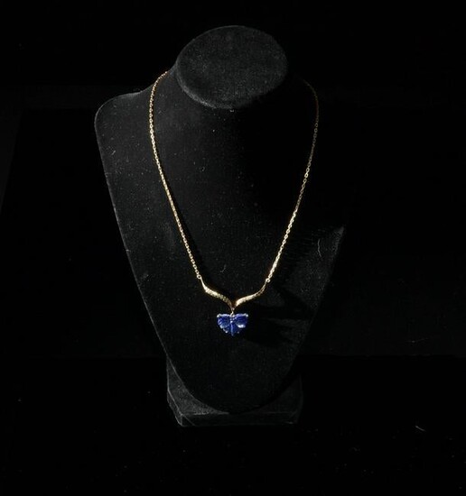 14K Gold and Lapis Butterfly Necklace