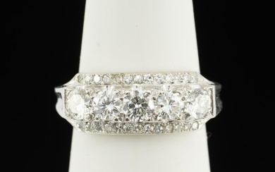 14K White Gold and 1 CTW Diamond Cocktail Ring