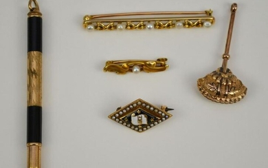 14k Gold Lot (Pins, Pen, Dress Clip)