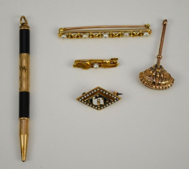 14k Gold Lot (Pins, Pen, Dress Clip)