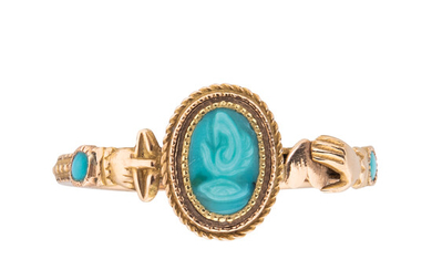 14kt Gold and Turquoise Fede Ring