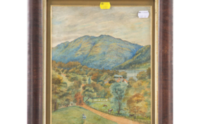 American School, 19th c. Landscape, watercolor