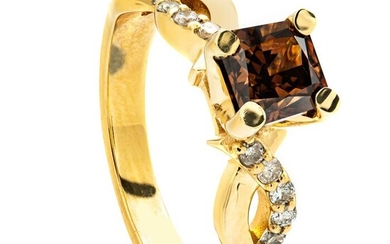 1.55 tcw VS1 Diamond Ring - 14 kt. Yellow gold - Ring - 1.30 ct Diamond - 0.25 ct Diamonds - No Reserve Price