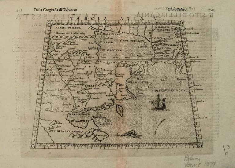 1598 Ruscelli Map of the Arabian Peninsula -- Tabula