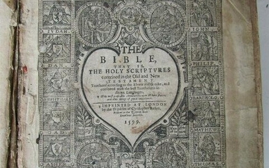 1599 BIBLE in ENGLISH ILLUSTRATED antique RARE printed