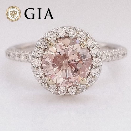 1.74ct Natural Fancy Orangy Pink - 14 kt. White gold - Ring - Diamonds