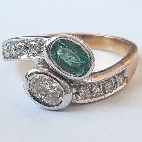 18 kt. Gold - Ring Diamond - Emerald