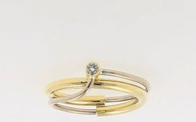 18 kt. Gold, White gold - Ring, GW-Gold Designer Brillant - 0.05 ct Diamond