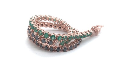 18 kt. Pink gold - Bracelet - 1.85 ct Emerald - Diamonds