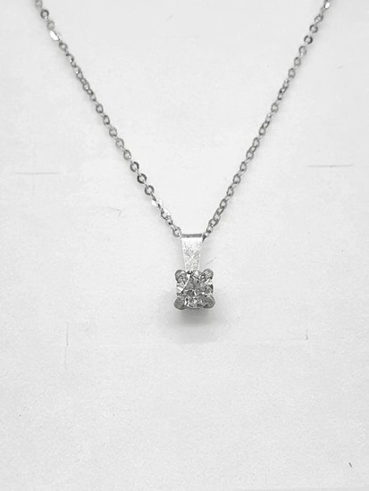 18 kt. Platinum, White gold - Necklace with pendant - 0.22 ct Diamond