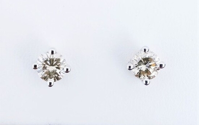 18 kt. White gold - Earrings - 1.00 ct Diamond