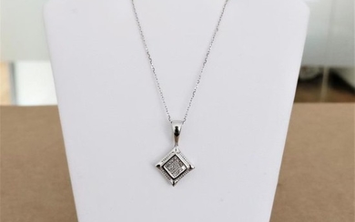 18 kt. White gold - Necklace with pendant - 0.21 ct Diamond