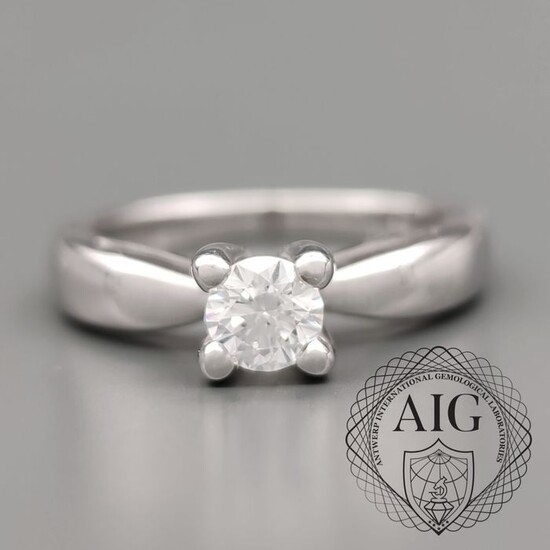 18 kt. White gold - Ring - 0.40 ct Diamond - AIG REPORT NO J5120019018