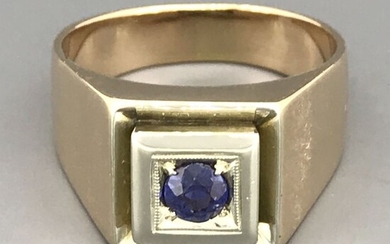 18 kt. White gold, Yellow gold - Ring - 0.40 ct Sapphire