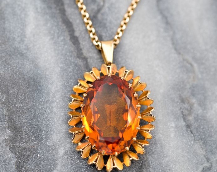 18 kt. Yellow gold - Necklace with pendant - 28.83 ct Citrine