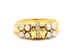 18 kts. Yellow gold - Ring - 2.60 ct Pearl - Diamond
