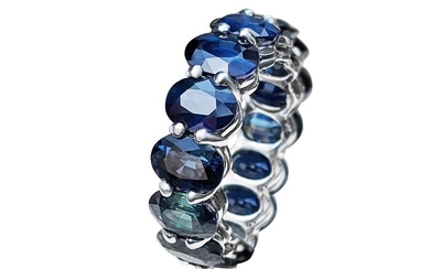18.41 Carat Magnificent Blue Natural Sapphire Eternity Band - 14 kt. White gold - Ring - 18.41 ct Sapphire - NO RESERVE