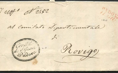 1848, lettera completa da Padova per Rovigo dell'11 giugno