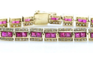 18KY Gold Ruby and Diamond Bracelet