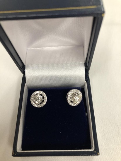 18ct Halo changeable mount Diamond earrings 0.66 pt centres