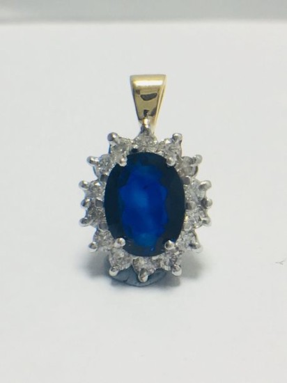 18ct sapphire diamond pendant,9*7mm sapphire 2ct natural sapphire,0.50ct...