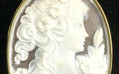 18k gold Carved Resin Cameo Brooch/Pendant