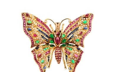 18kt yellow gold butterfly brooch
