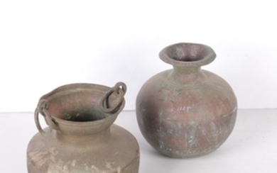 Pairing of Antique Primitive Brass Pots