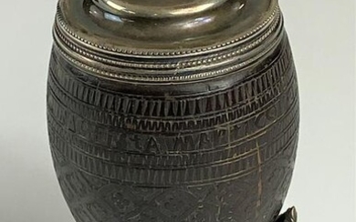 18th Century Engraved Coconut Shell Vessel