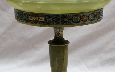 19 th C FRENCH CLOISONNE ONYX CENTER PIECE " "
